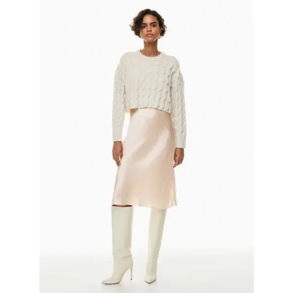 Aritzia Babaton Slip Satin Midi Skirt Size 4 in Denude Color NWOT - Picture 1 of 11